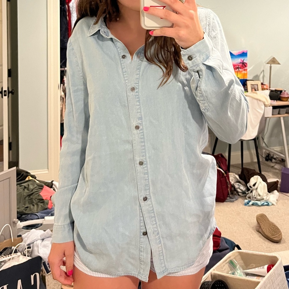 Blue Button Up Long Sleeve Shirt